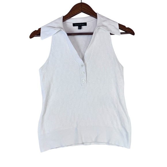 Banana Republic Woman’s White Sleeveless Collard Button Down Top - Picture 1 of 10